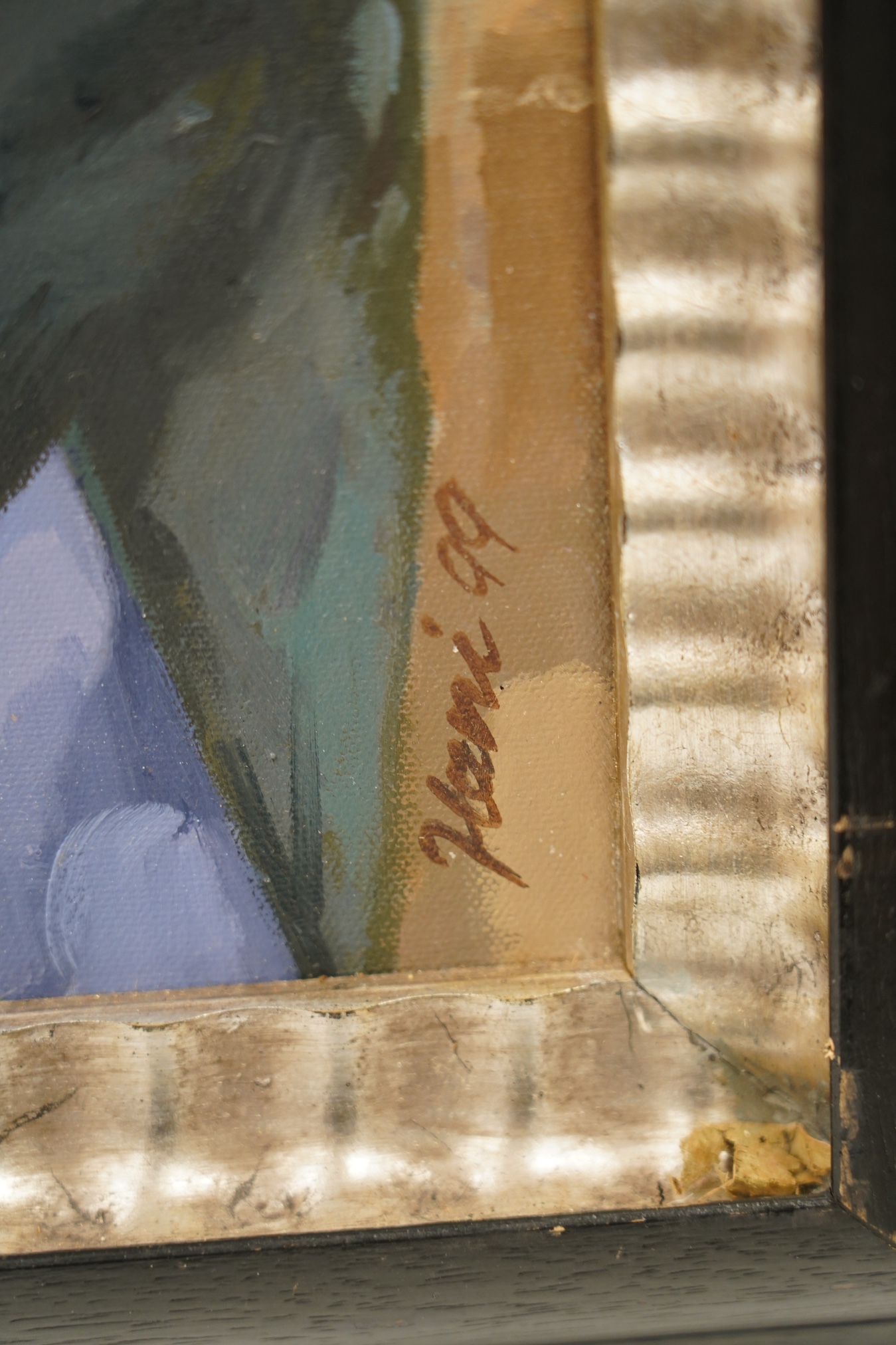 Hani (Iraq), oil on canvas, Two Arab women before a landscape, signed and dated '99, 55 x 40cm. Condition - good